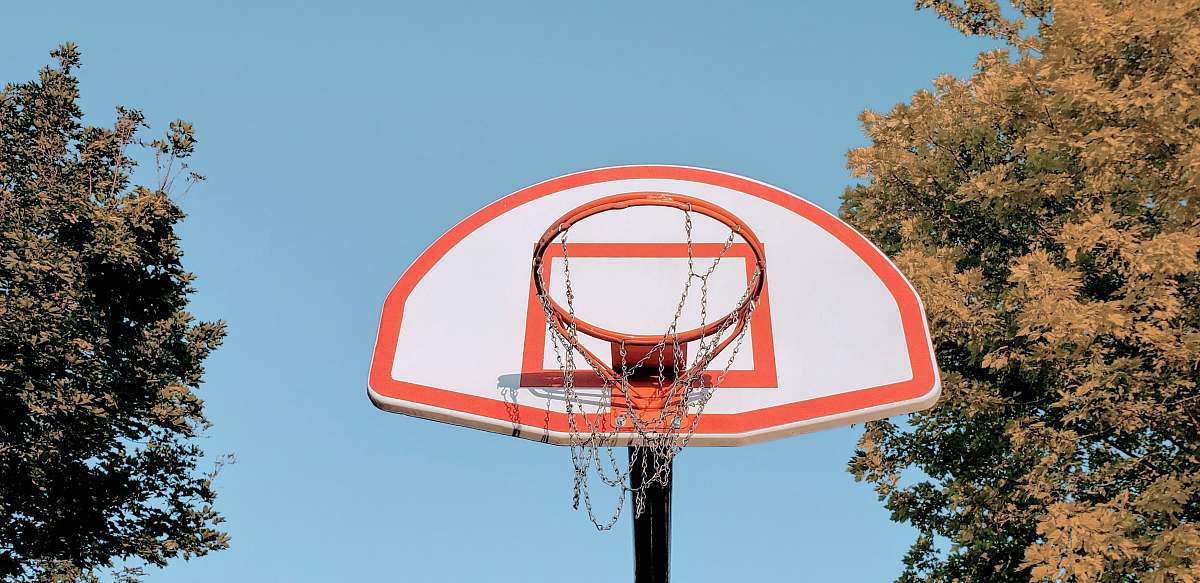 hoop white and red basketball hoop road sign